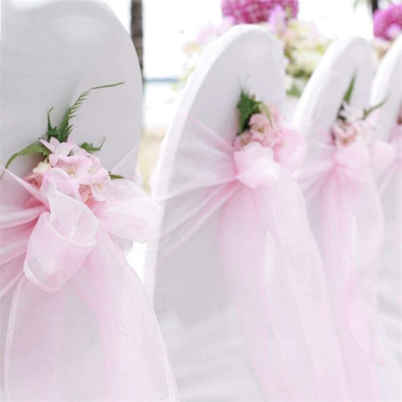 Chair Sash Organza - 10/50/100 個の結婚式の椅子の装飾オーガンザ椅子サッシノットバンド椅子の弓結婚式のパーティー宴会イベント椅子の装飾