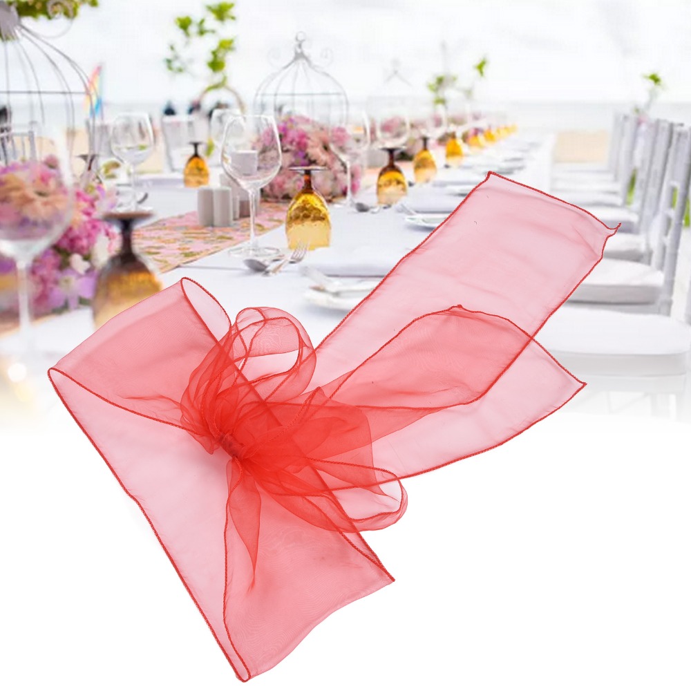 Chair Sash Organza - 10 個青、赤、黄、紫のオーガンザ結婚式の椅子サッシュオーガンザ長さ 270 センチメートルシアーガラス糸椅子リボン