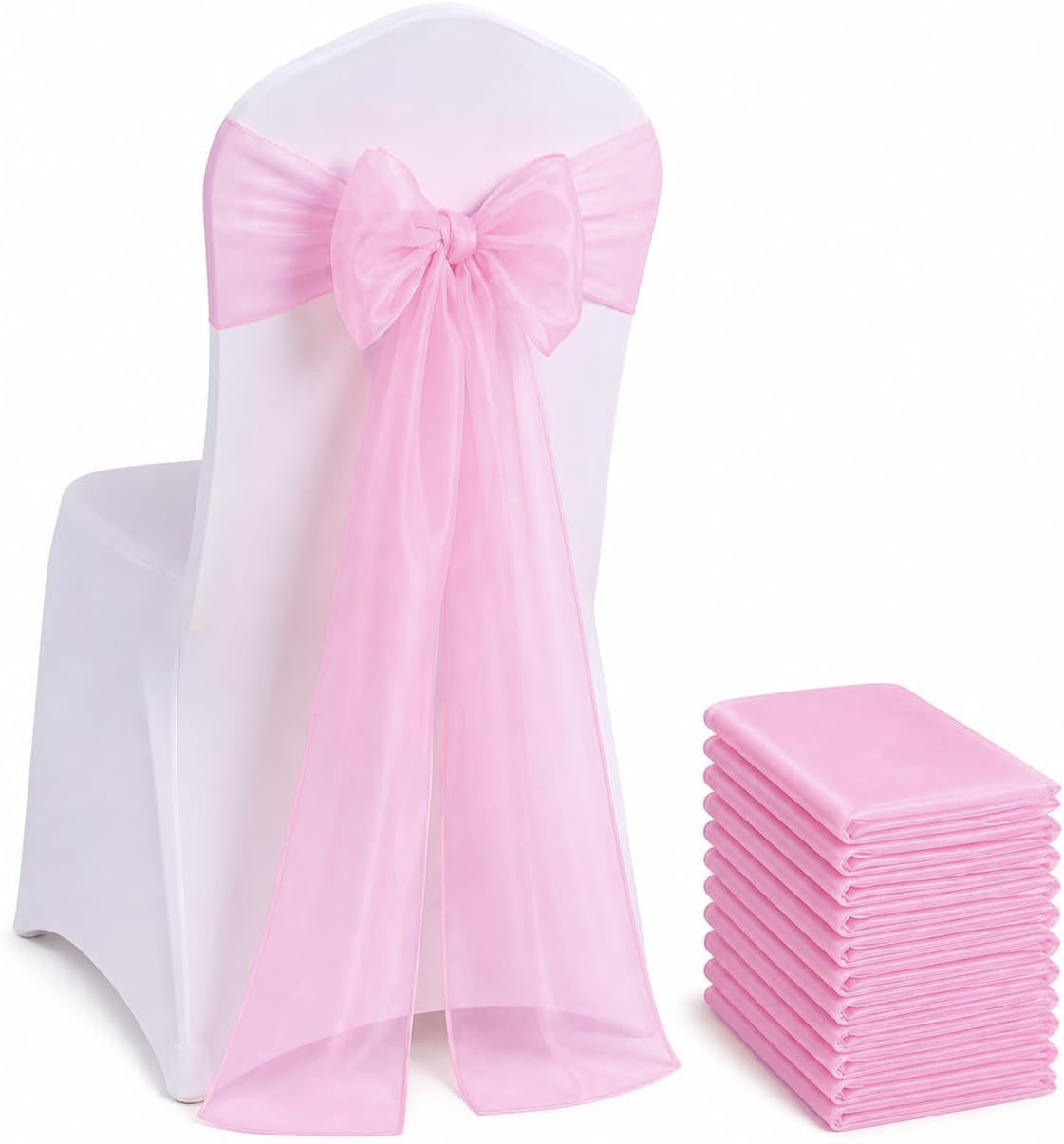 オーガンザチェアサッシュリボン 100/50/10個入り ユ - Chair Sash Organza のレビューと価格
