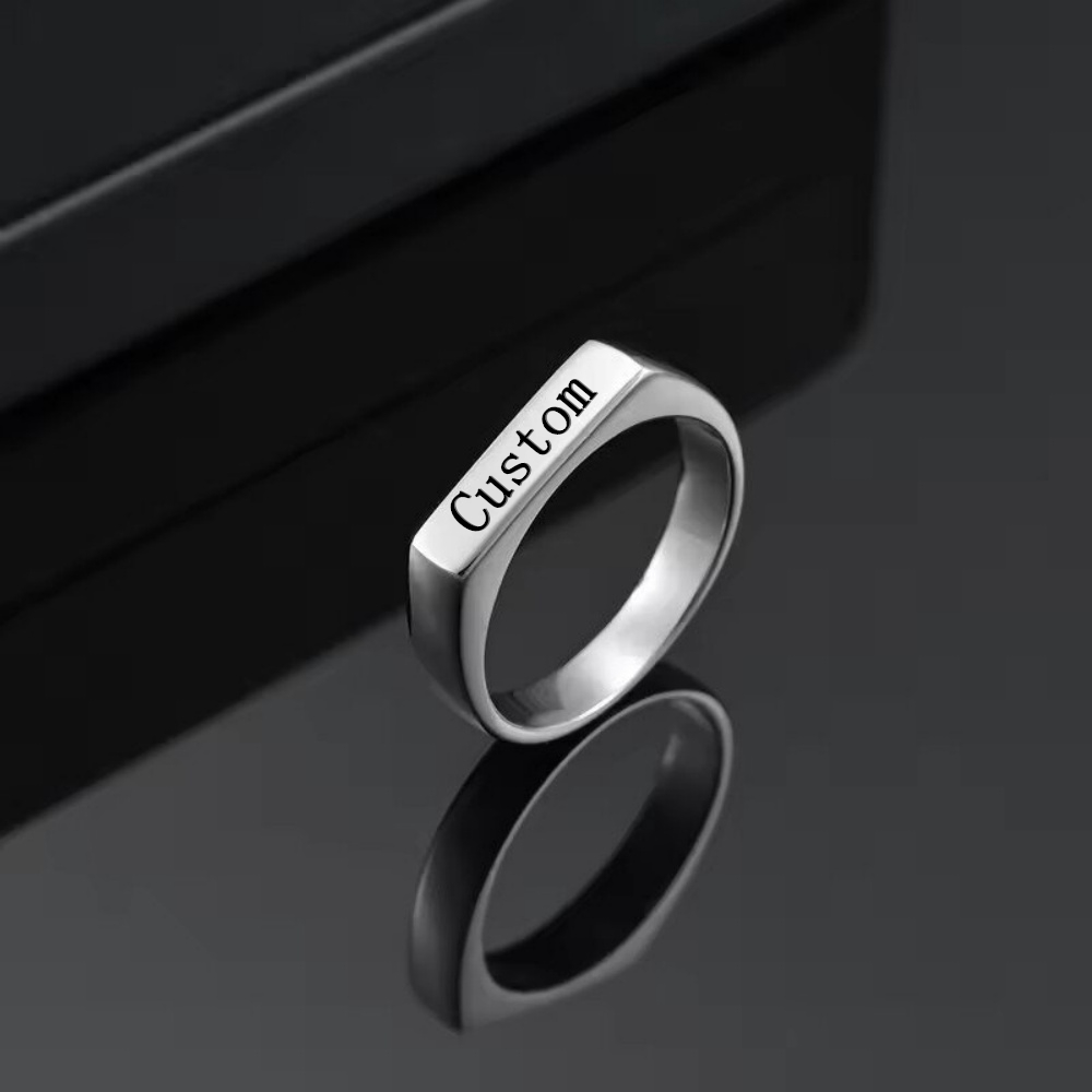 カスタマイズされた彫刻名写真リングステンレス鋼パーソナライズ - Wedding Zone のレビューと価格