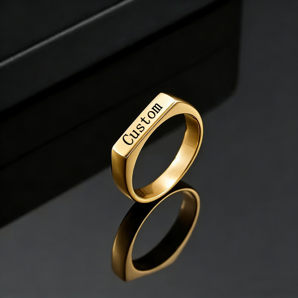 カスタマイズされた彫刻名写真リングステンレス鋼パーソナライズ - Wedding Zone のレビューと価格
