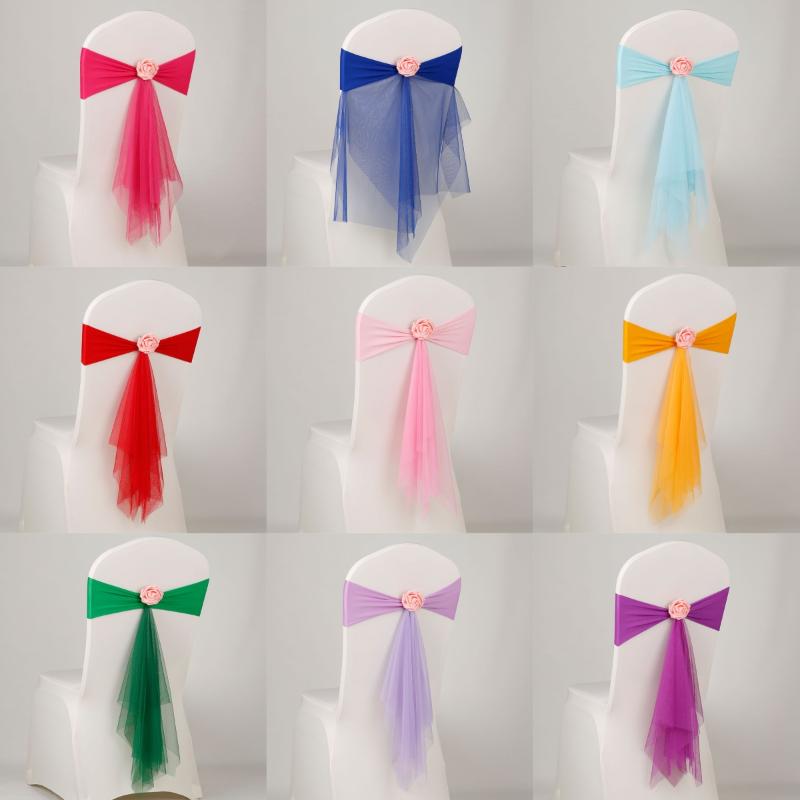 オーガンザチェアサッシュ1枚、フラワースパンデックスオーガン - Chair Sash Organza のレビューと価格