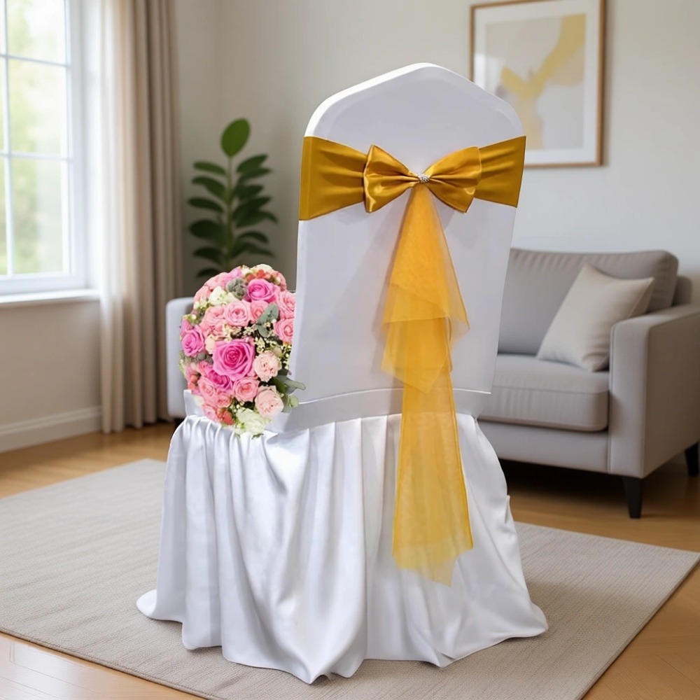 クラシックなヨーロッパスタイルのオーガンザストレッチチェアカ - Chair Sash Organza のレビューと価格