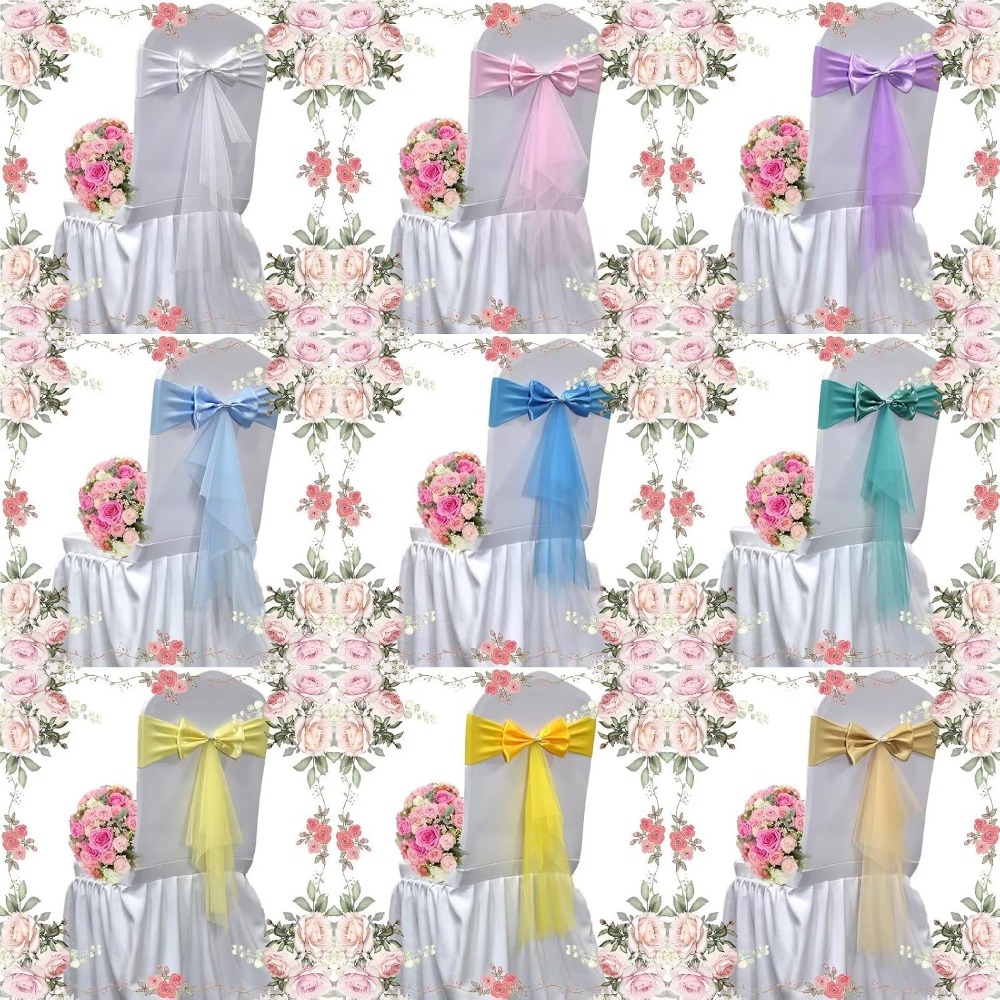 クラシックなヨーロッパスタイルのオーガンザストレッチチェアカ - Chair Sash Organza のレビューと価格