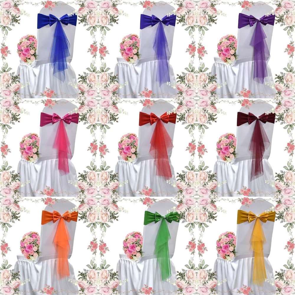 クラシックなヨーロッパスタイルのオーガンザストレッチチェアカ - Chair Sash Organza のレビューと価格