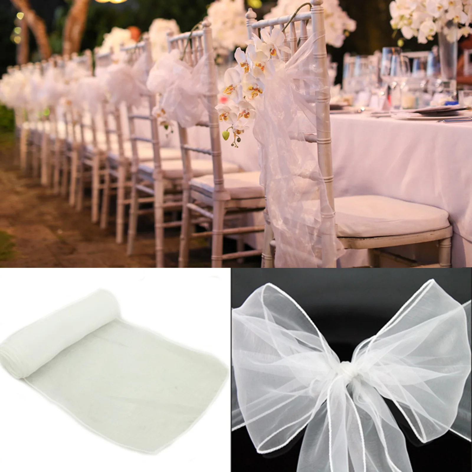 卸売 10/50 パックオーガンザ宴会椅子サッシュサッシュ蝶 - Chair Sash Organza のレビューと価格