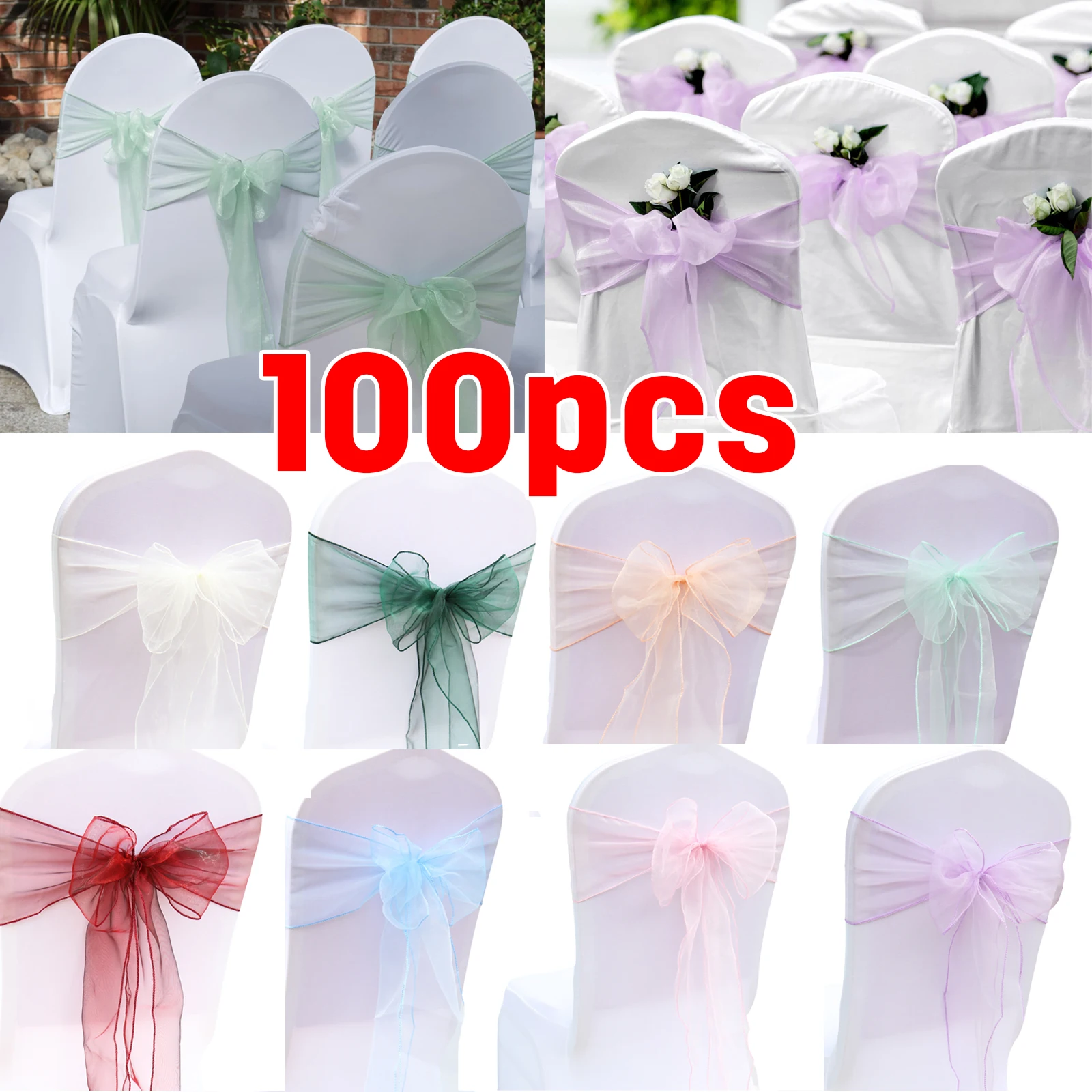 椅子用オーガンザノットバンド,椅子ベルト,イベントデコレーシ - Chair Sash Organza のレビューと価格
