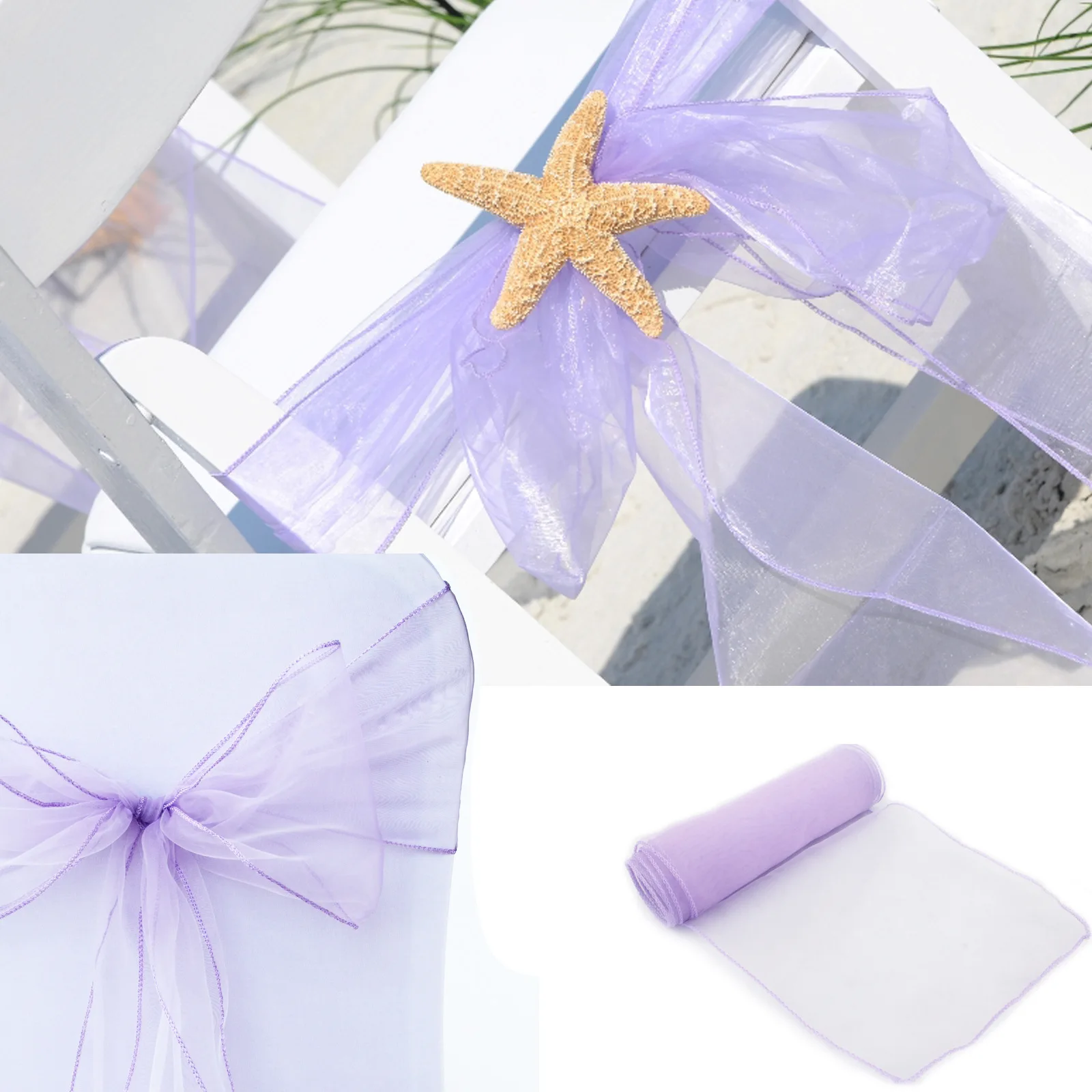 椅子用オーガンザノットバンド,椅子ベルト,イベントデコレーシ - Chair Sash Organza のレビューと価格