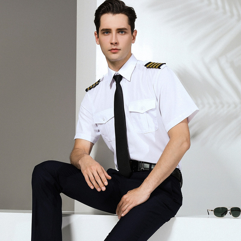 夏空軍制服半袖白シャツパイロットセキュリティ作業服衣装メンズ - Wedding Job のレビューと価格