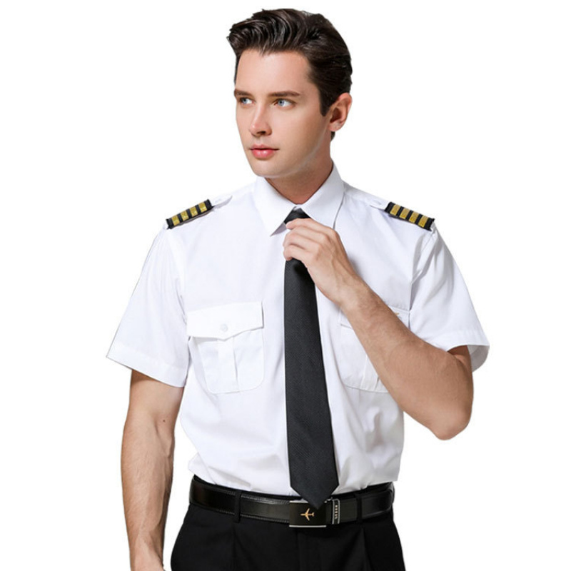 夏空軍制服半袖白シャツパイロットセキュリティ作業服衣装メンズ - Wedding Job のレビューと価格