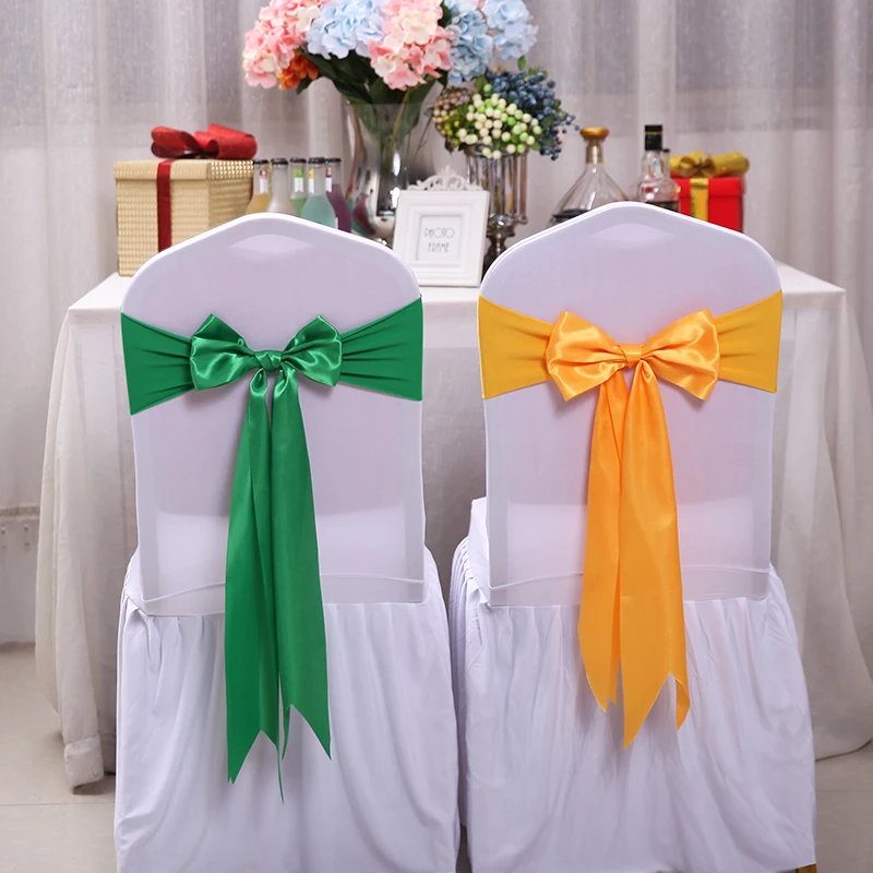 サテンスパンデックスの椅子カバー,リボン付き,25個,結婚披 - Chair Sash Organza のレビューと価格
