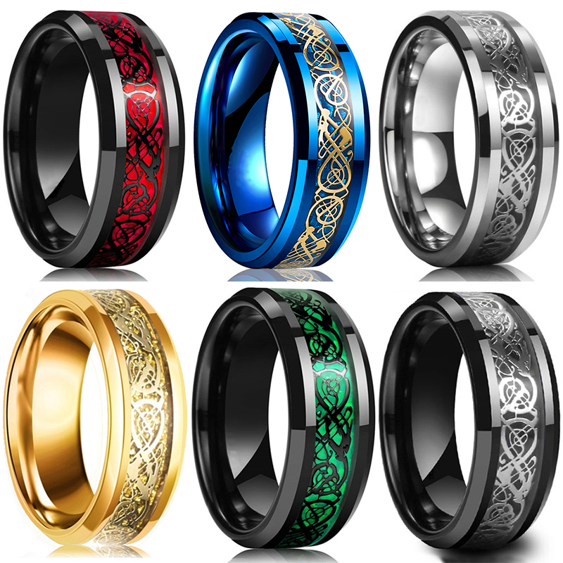 ファッション 8 ミリメートルメンズステンレス鋼ケルトドラゴ - Wedding Zone のレビューと価格