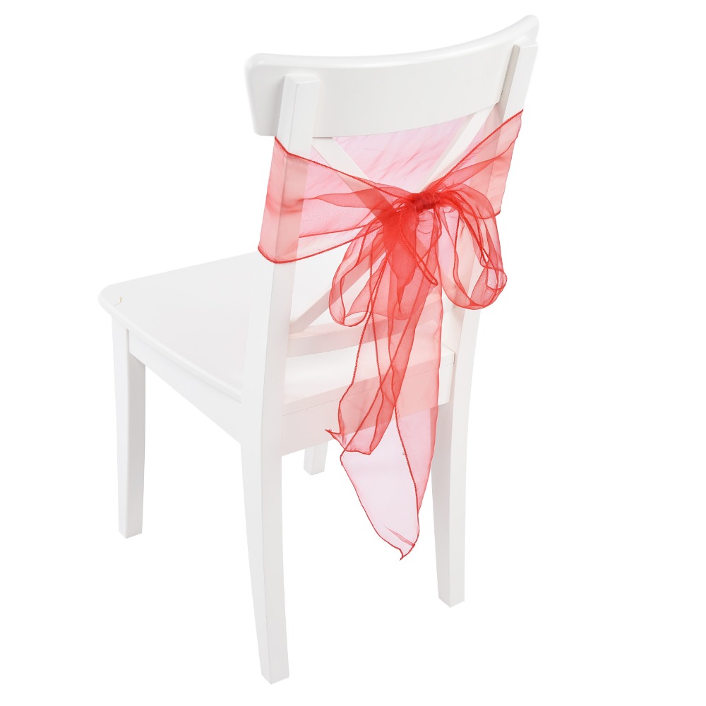 10 個青、赤、黄、紫のオーガンザ結婚式の椅子サッシュオーガ - Chair Sash Organza のレビューと価格