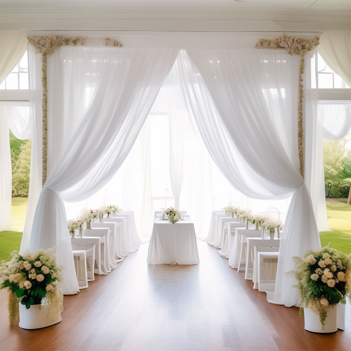 結婚式の装飾用の白いチュールのロール,オーガンザ生地,誕生日 - Chair Sash Organza のレビューと価格