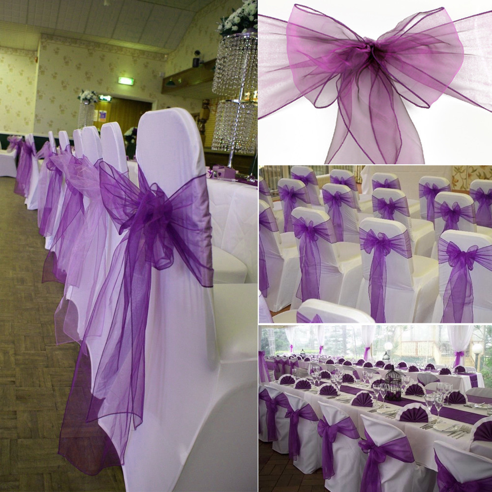 1 個オーガンザ椅子サッシノットバンド椅子弓用ウェディングパ - Chair Sash Organza のレビューと価格